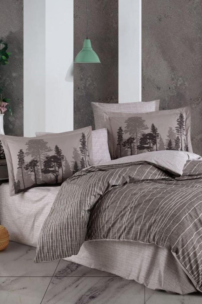 Tully Çift Kişilik Poplin Nevresim Takımı Kahve - 1