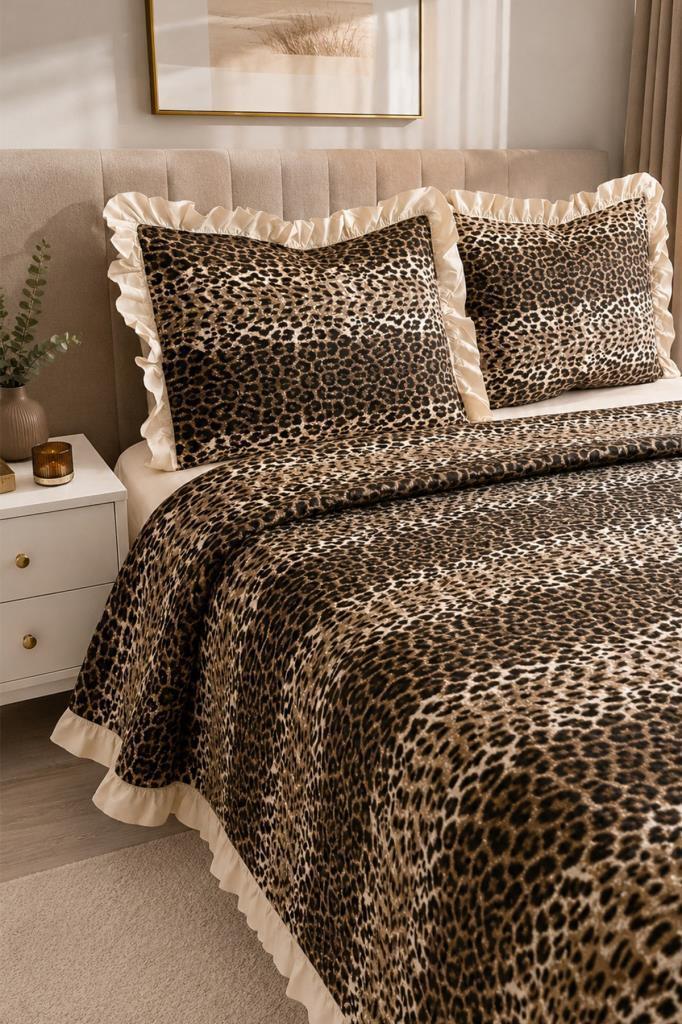 Ultrasonik Kapitoneli Çakıl Fırfırlı Çift Kişilik Pike Takımı 195x235 cm - 3