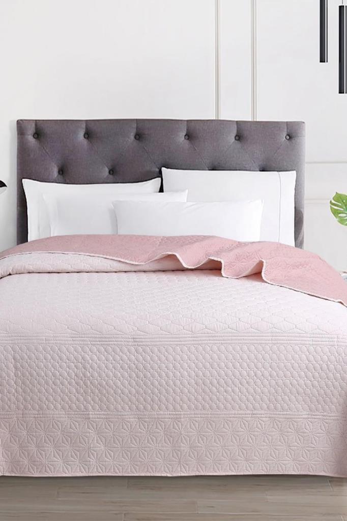 Ultrasonik Kapitoneli Doremi Çift Taraflı Çift Kişilik Yatak Örtüsü Pembe - 1