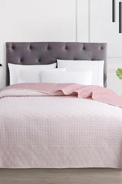 Ultrasonik Kapitoneli Doremi Çift Taraflı Çift Kişilik Yatak Örtüsü Pembe - 1