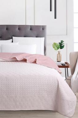 Ultrasonik Kapitoneli Doremi Çift Taraflı Çift Kişilik Yatak Örtüsü Pembe - 2