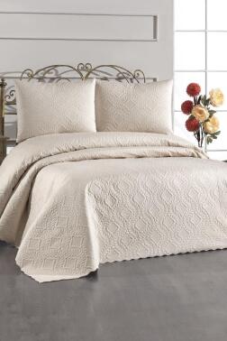 Ultrasonik Kapitoneli Elite Çift Kişilik Yatak Örtüsü Bej - 1