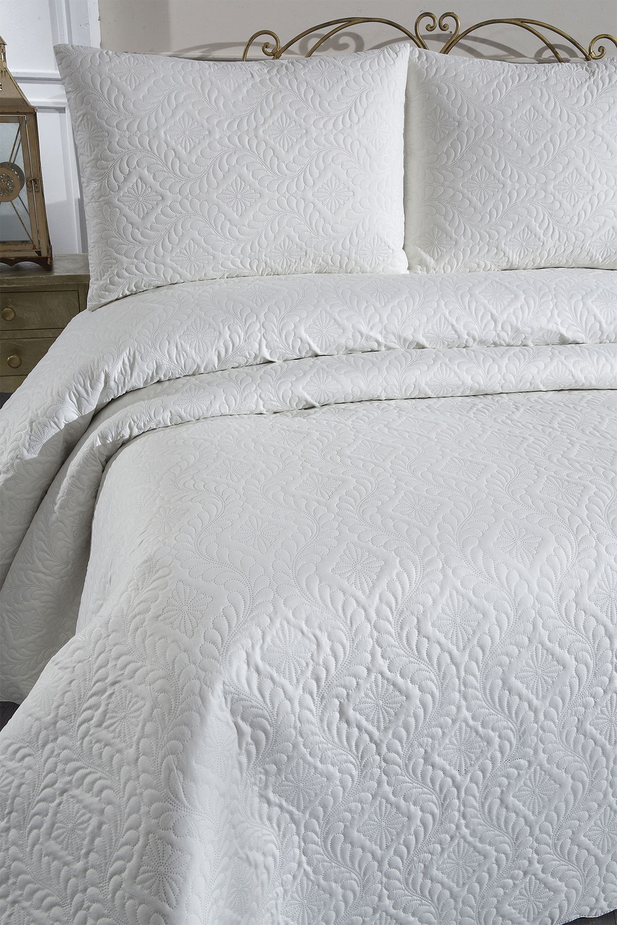 Ultrasonik Kapitoneli Elite Çift Kişilik Yatak Örtüsü Krem - 5