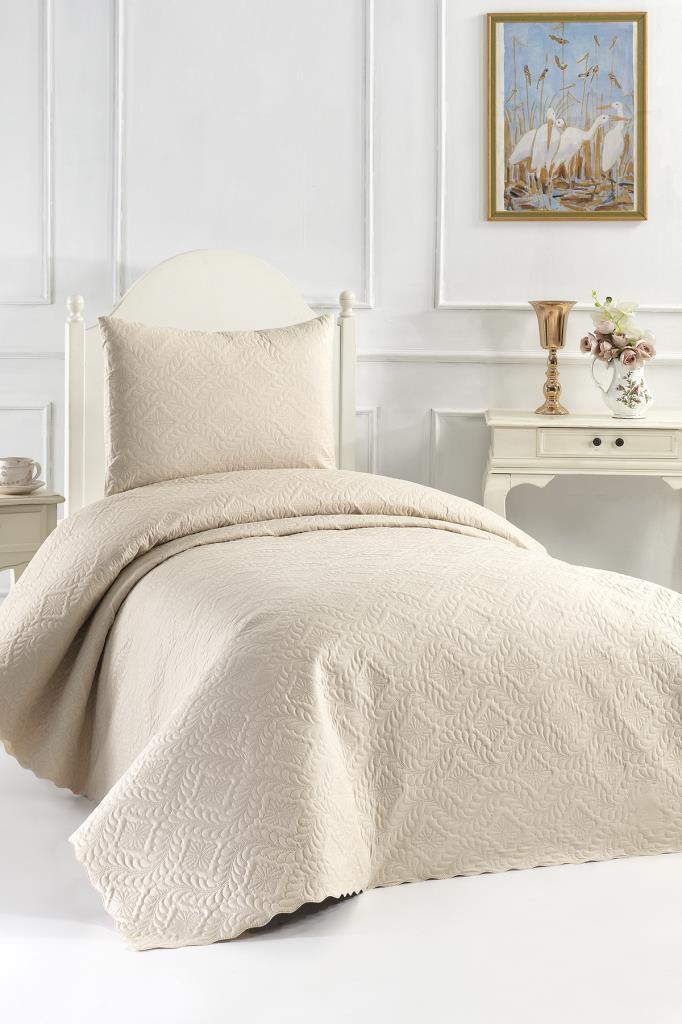 Ultrasonik Kapitoneli Elite Tek Kişilik Yatak Örtüsü Bej - 1