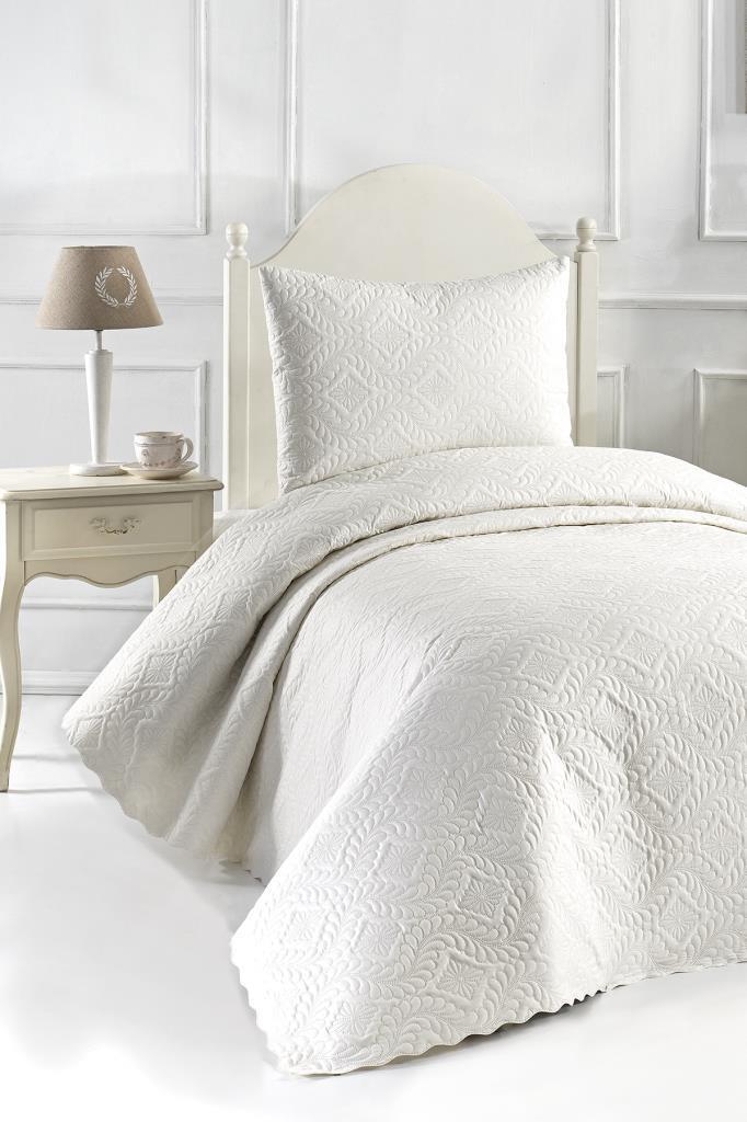 Ultrasonik Kapitoneli Elite Tek Kişilik Yatak Örtüsü Krem - 1