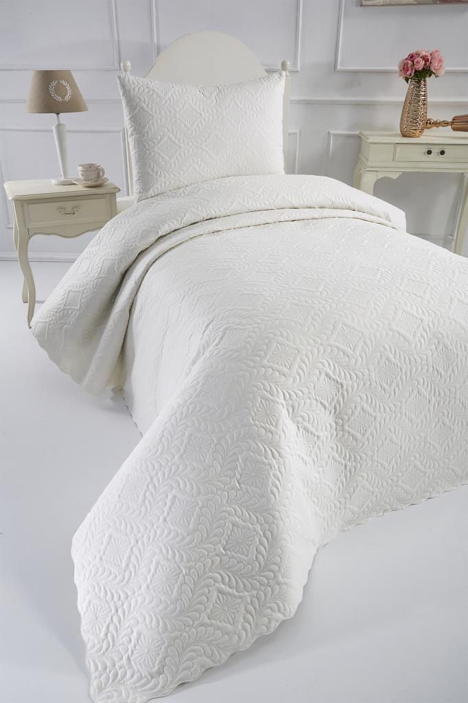 Ultrasonik Kapitoneli Elite Tek Kişilik Yatak Örtüsü Krem - 2