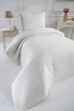 Ultrasonik Kapitoneli Elite Tek Kişilik Yatak Örtüsü Krem - 2