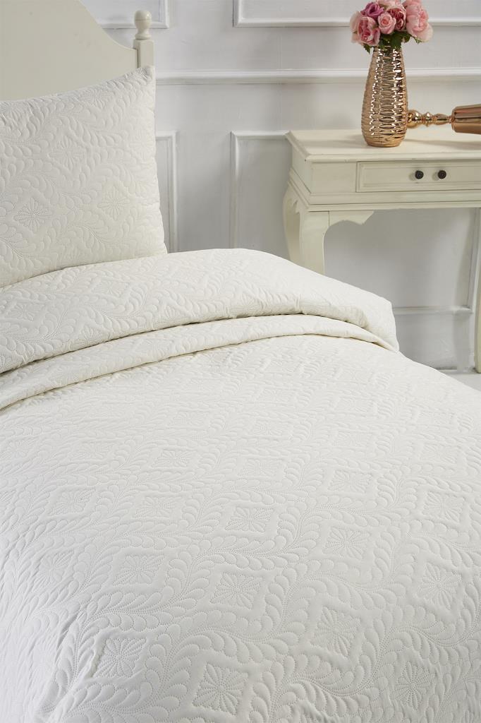 Ultrasonik Kapitoneli Elite Tek Kişilik Yatak Örtüsü Krem - 6