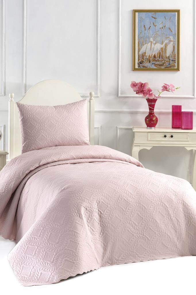 Ultrasonik Kapitoneli Elite Tek Kişilik Yatak Örtüsü Pudra - 1