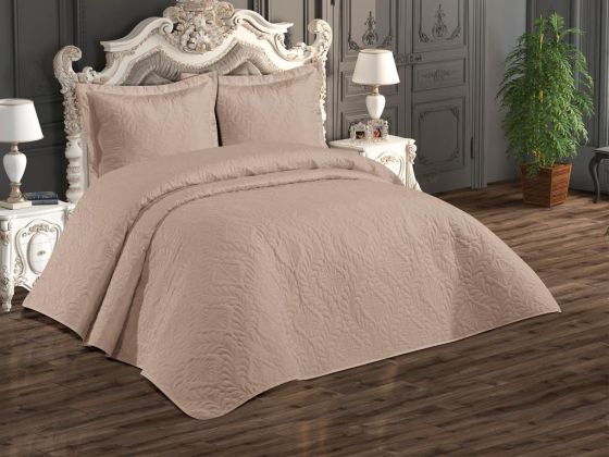 Ultrasonik Kapitoneli Ivory Çift Kişilik Yatak Örtüsü Bej - Çeyiz Diyarı