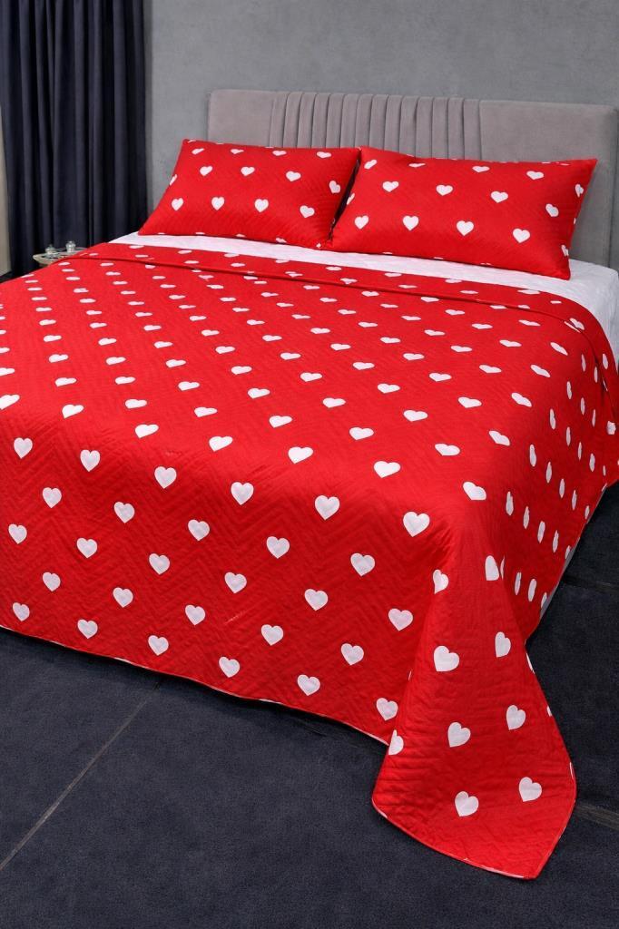 Ultrasonik Kapitoneli Leman Çift Kişilik Pike Takımı 195x235 cm Kırmızı - 1