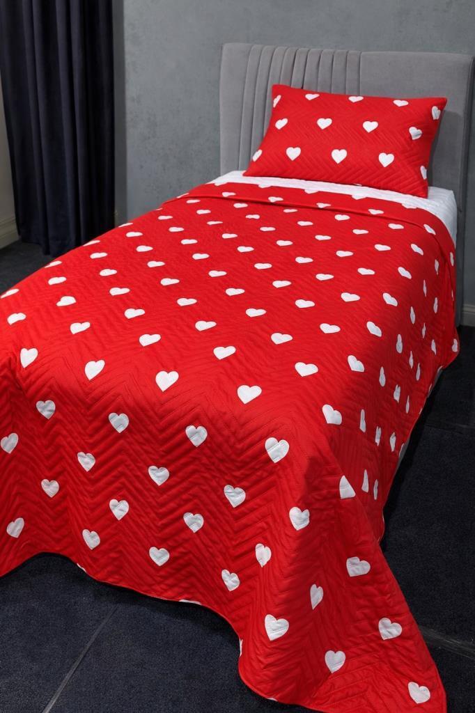 Ultrasonik Kapitoneli Leman Tek Kişilik Pike Takımı 160x235 cm Kırmızı - 1