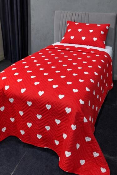 Ultrasonik Kapitoneli Leman Tek Kişilik Pike Takımı 160x235 cm Kırmızı - Çeyiz Diyarı