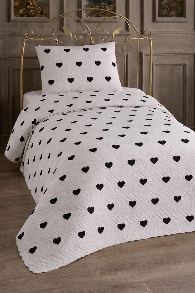 Ultrasonik Kapitoneli Leman Tek Kişilik Pike Takımı 160x235 cm Krem - 1