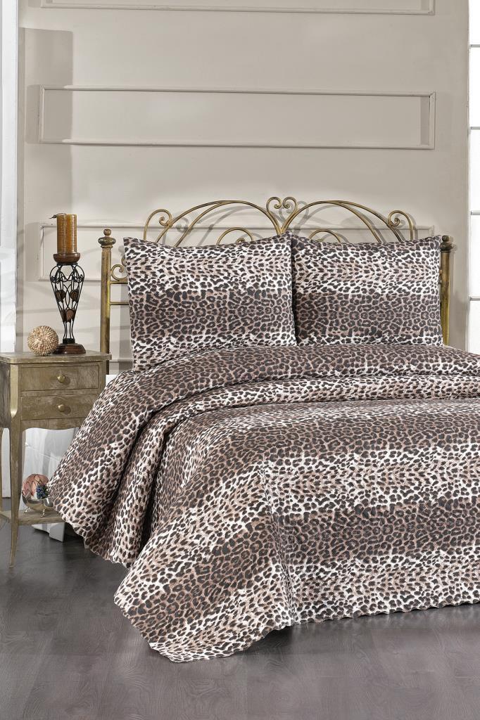 Ultrasonik Kapitoneli Leopar Çift Kişilik Yatak Örtüsü - 1