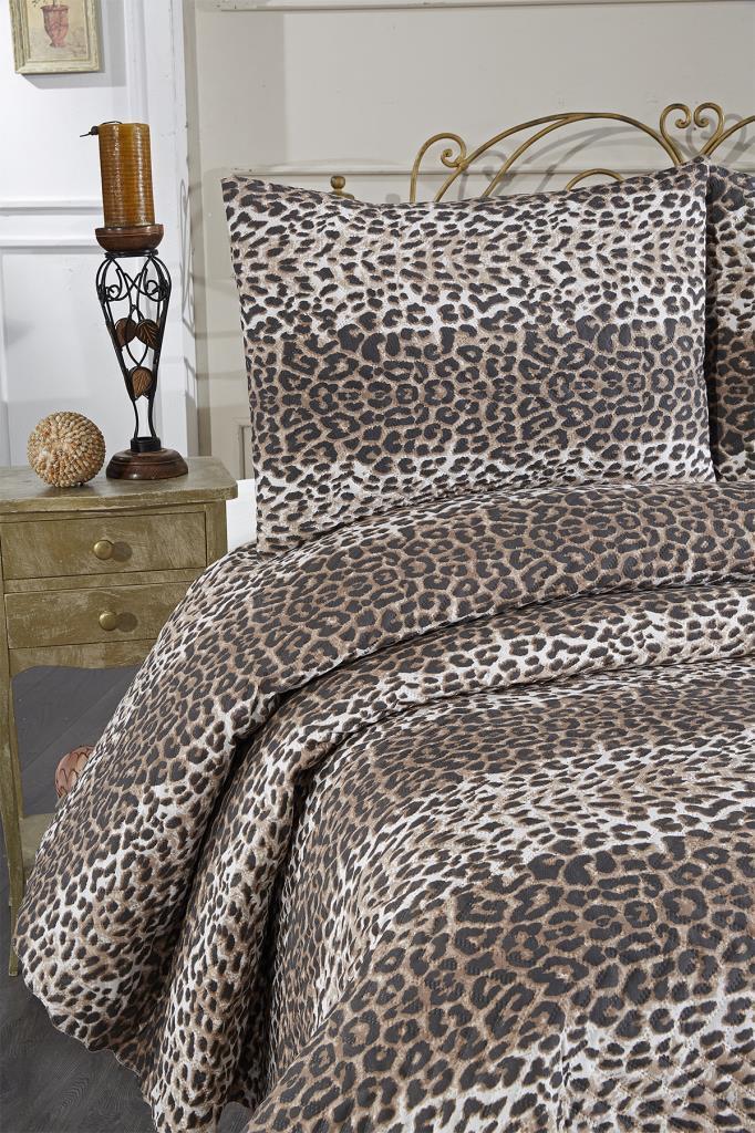 Ultrasonik Kapitoneli Leopar Çift Kişilik Yatak Örtüsü - 3