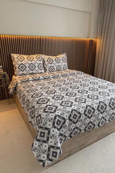 Ultrasonik Kapitoneli Nomad Çift Kişilik Pike Takımı 195x235 cm Gri - Çeyiz Diyarı (1)