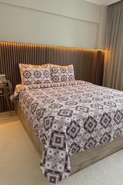 Ultrasonik Kapitoneli Nomad Çift Kişilik Pike Takımı 195x235 cm Lila - 1