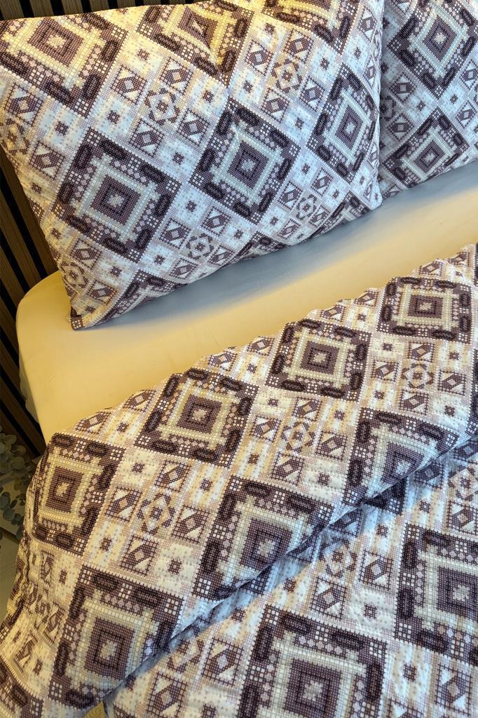 Ultrasonik Kapitoneli Nomad Çift Kişilik Pike Takımı 195x235 cm Lila - 4