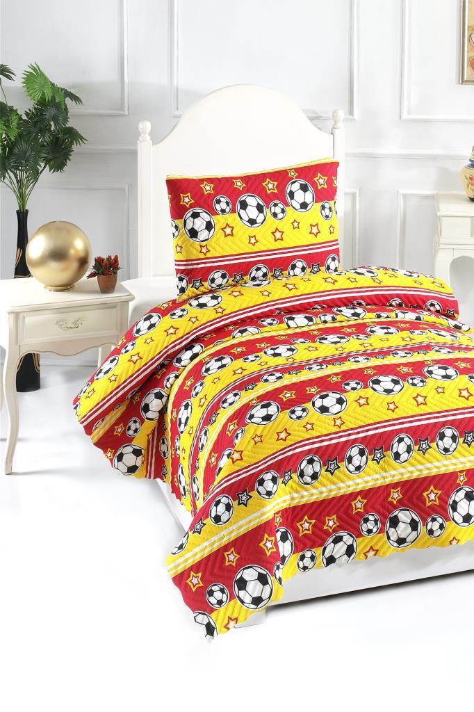 Ultrasonik Kapitoneli Şampiyon Tek Kişilik Yatak Örtüsü Sarı Kırmızı - 1