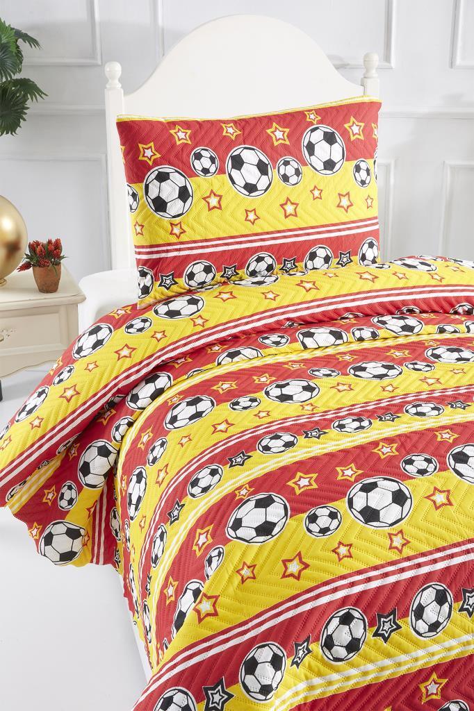 Ultrasonik Kapitoneli Şampiyon Tek Kişilik Yatak Örtüsü Sarı Kırmızı - 2