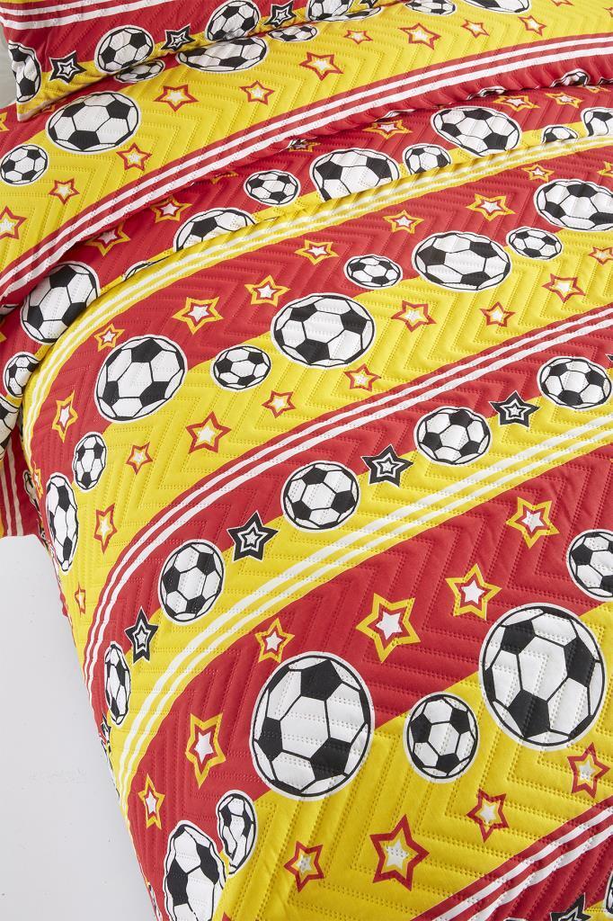 Ultrasonik Kapitoneli Şampiyon Tek Kişilik Yatak Örtüsü Sarı Kırmızı - 4