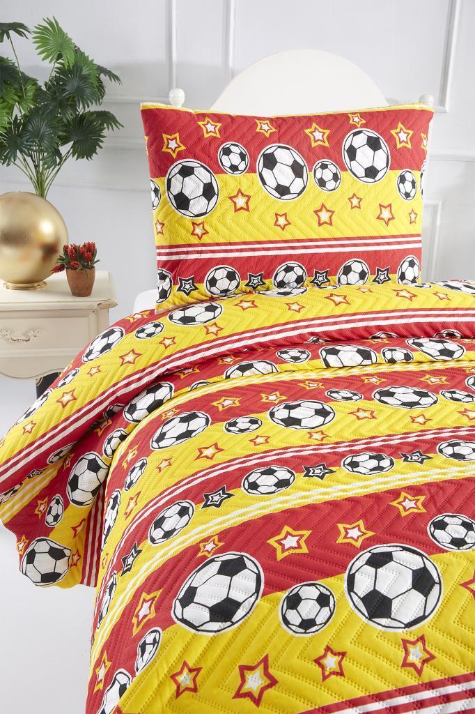 Ultrasonik Kapitoneli Şampiyon Tek Kişilik Yatak Örtüsü Sarı Kırmızı - 5