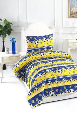 Ultrasonik Kapitoneli Şampiyon Tek Kişilik Yatak Örtüsü Sarı Lacivert - 1