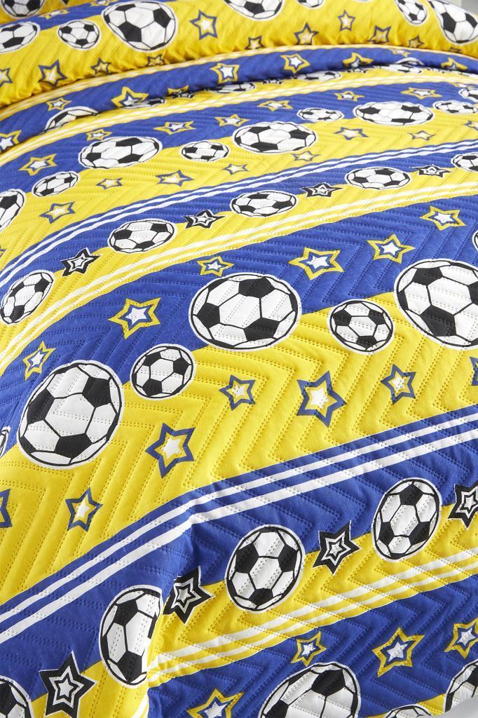 Ultrasonik Kapitoneli Şampiyon Tek Kişilik Yatak Örtüsü Sarı Lacivert - 2