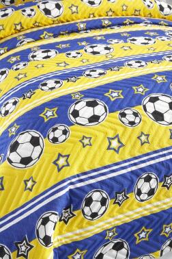 Ultrasonik Kapitoneli Şampiyon Tek Kişilik Yatak Örtüsü Sarı Lacivert - 2