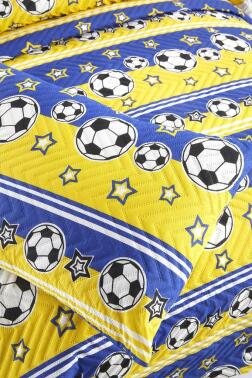 Ultrasonik Kapitoneli Şampiyon Tek Kişilik Yatak Örtüsü Sarı Lacivert - 3