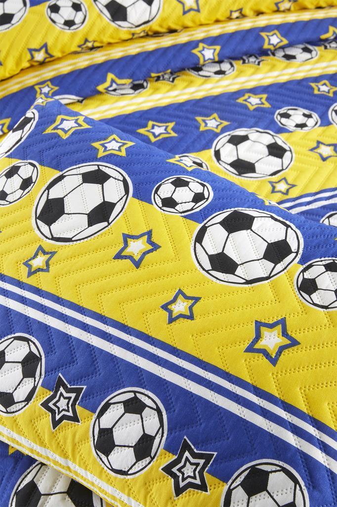 Ultrasonik Kapitoneli Şampiyon Tek Kişilik Yatak Örtüsü Sarı Lacivert - 4