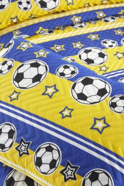 Ultrasonik Kapitoneli Şampiyon Tek Kişilik Yatak Örtüsü Sarı Lacivert - 4