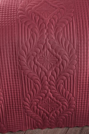 Ultrasonik Kapitoneli Sena Çift Kişilik Yatak Örtüsü Bordo - Çeyiz Diyarı (1)