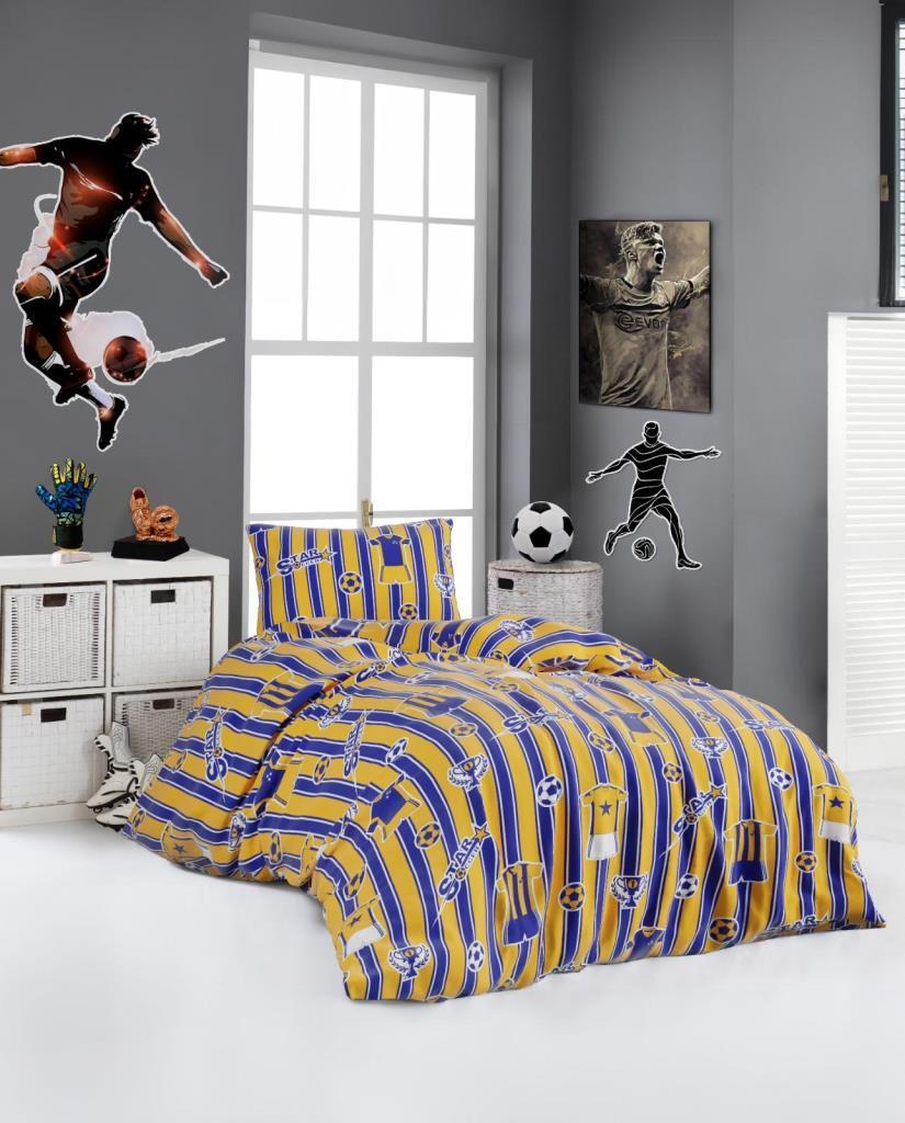 Ultrasonik Kapitoneli Star Tek Kişilik Pike Takımı 160x235 cm Sarı Lacivert - 1