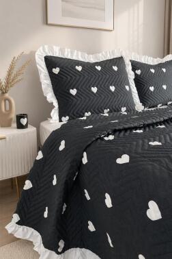 Ultrasonik Kapitoneli Tutku Fırfırlı Çift Kişilik Pike Takımı 195x235 cm - 1