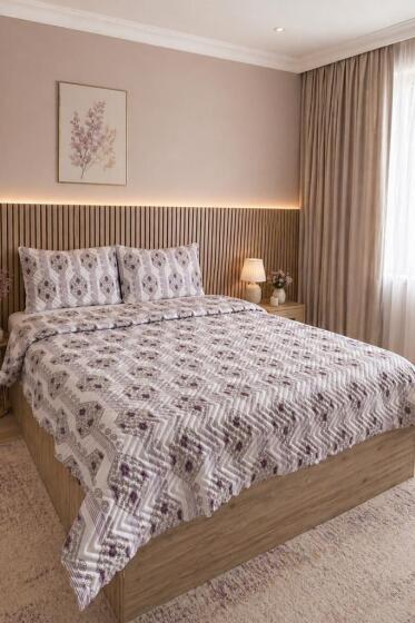 Ultrasonik Kapitoneli Zentera Çift Kişilik Pike Takımı 195x235 cm Lila - Çeyiz Diyarı