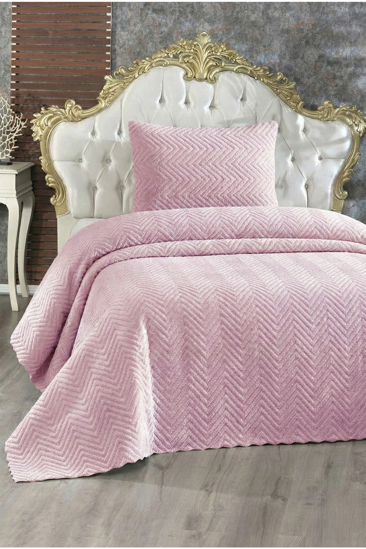 Ultrasonik Welsoft Tek Kişilik Yatak Örtüsü 180x230 Pudra - 1