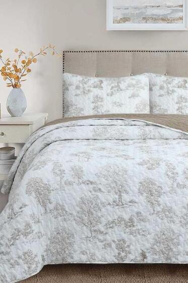 Uniqe Elyaf Dolgulu Çift Kişilik 240x260 Cm Yatak Örtüsü Cappucino - Çeyiz Diyarı