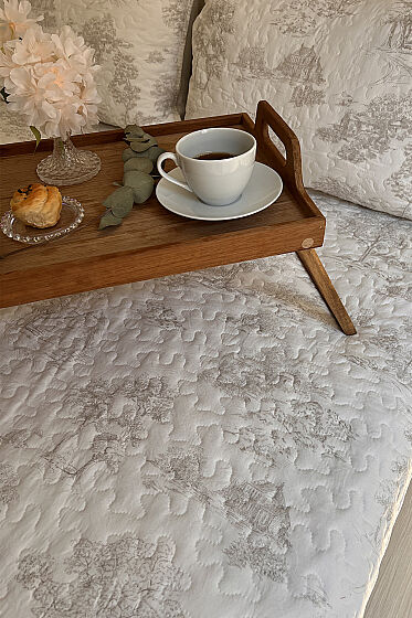 Uniqe Elyaf Dolgulu Çift Kişilik 240x260 Cm Yatak Örtüsü Krem - Çeyiz Diyarı (1)