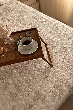 Uniqe Elyaf Dolgulu Çift Kişilik 240x260 Cm Yatak Örtüsü Krem - 3