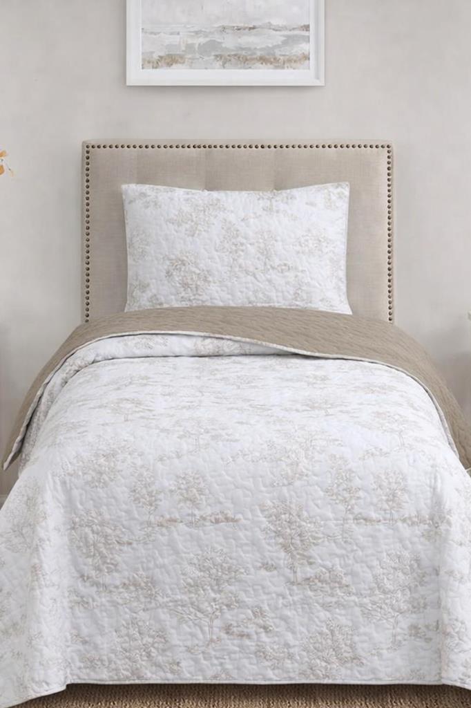 Uniqe Elyaf Dolgulu Tek Kişilik 180x240 Cm Yatak Örtüsü Cappucino - 1