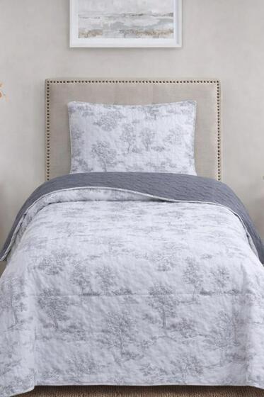 Uniqe Elyaf Dolgulu Tek Kişilik 180x240 Cm Yatak Örtüsü Gri - Çeyiz Diyarı