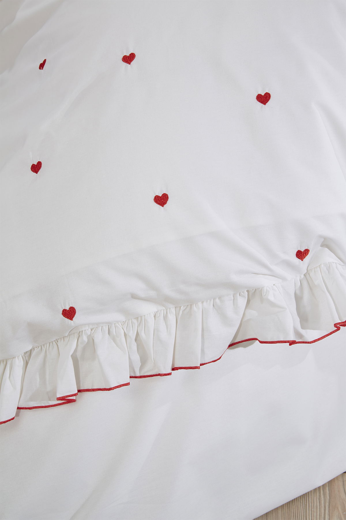 Valentine Love Nakışlı 6 Parça Nevresim Takımı Kırmızı - 2