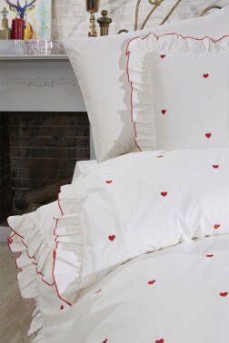 Valentine Love Nakışlı 6 Parça Nevresim Takımı Kırmızı - 3