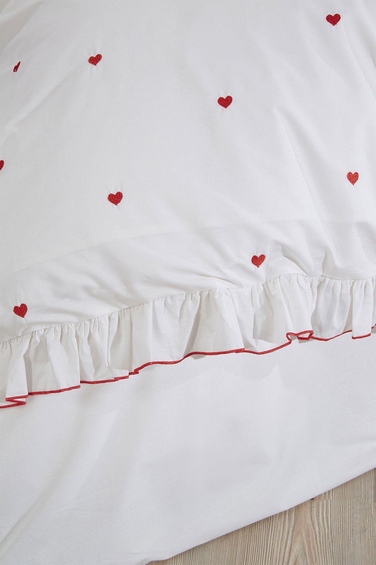 Valentine Love Nakışlı 6 Parça Nevresim Takımı Kırmızı - 6