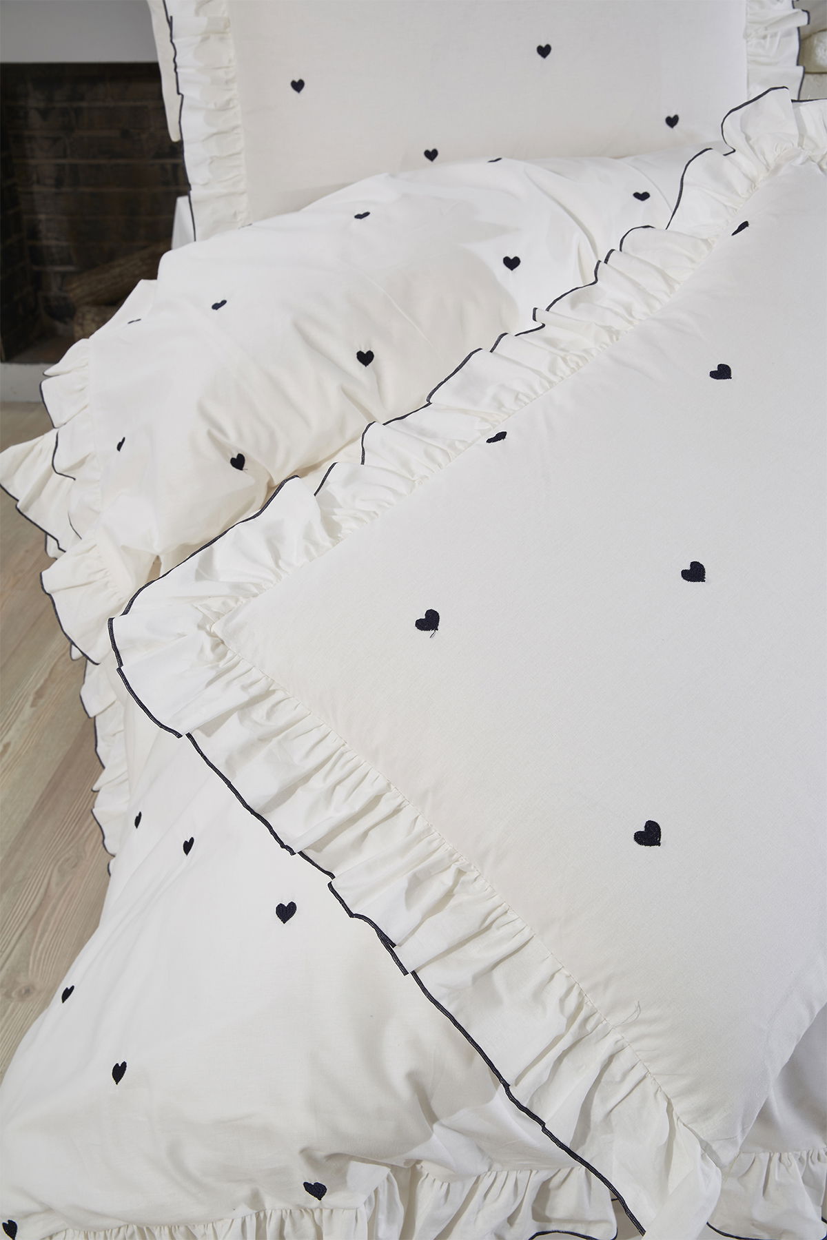 Valentine Love Nakışlı 6 Parça Nevresim Takımı Lacivert - 4