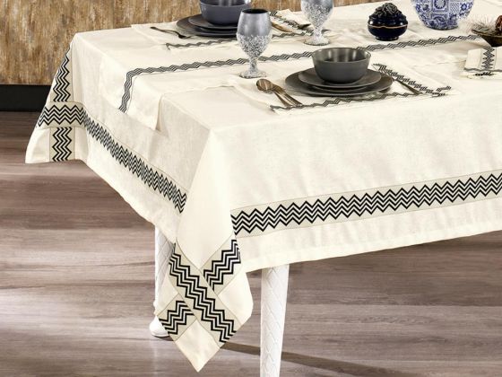 Vals Keten A.Servisli Masa Örtüsü Takımı 14 Parça - Çeyiz Diyarı (1)