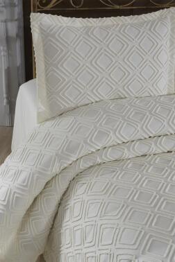 Velisa Çift Kişilik Şönil Desenli 235x250 cm Pike Takımı Krem - 2