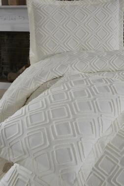 Velisa Çift Kişilik Şönil Desenli 235x250 cm Pike Takımı Krem - 5